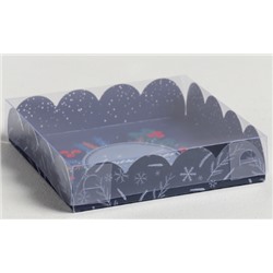 060-0107 Коробка для кондитерских изделий с PVC крышкой «Время чудес», 13 × 13 × 3 см