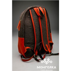 Рюкзак со вставками из натуральной монгольской кожи
