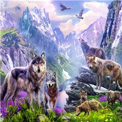 Алмазная мозаика картина стразами Стая волков, 30х30 см