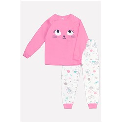 К 1530/тепл.розовый+котята с клубочками Пижама для девочки