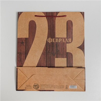 Пакет крафтовый вертикальный «23 Февраля», ML 23 × 27 × 8 см