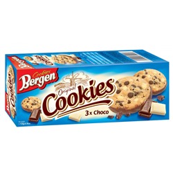 Печенье Bergen Cookies с Кусочками белого, молочного и темного шоколада 135гр