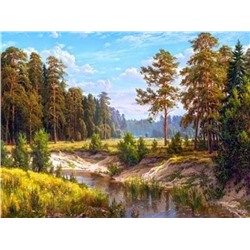 Алмазная мозаика картина стразами Река в лесу, 30х40 см, Акция!