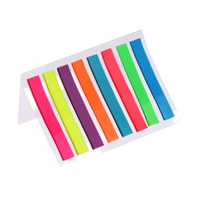 Блок-закладка с липким краем 5 мм х 45 мм, пластик, 8 цветов по 21 листу, в блистере, МИКС