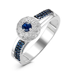 Серебряное кольцо с фианитами синего цвета 459