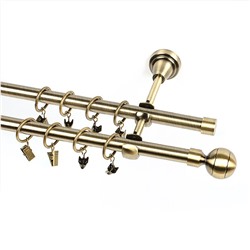 Карниз металлический 2-рядный "Каро", золото антик, гладкая труба, ø16 мм  (kn-164)