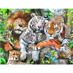 Алмазная мозаика картина стразами Дикие кошки, 50х65 см