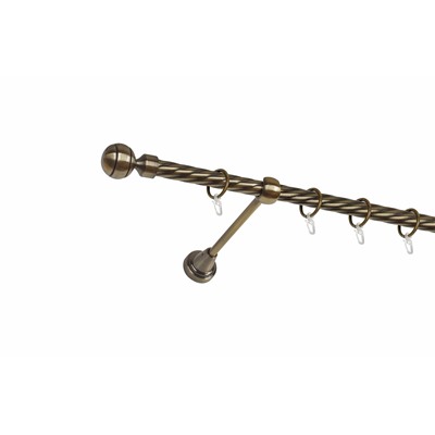 Карниз металлический 1-рядный "Каро", золото антик, крученая труба, ø16 мм  (kn-189)