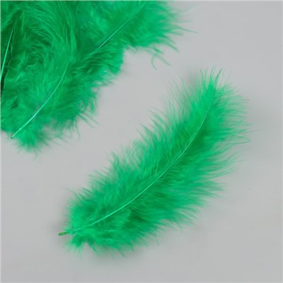 Перо декоративное гусиное пуховое "Зелёная трава" набор 40 шт h=10-15 см