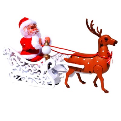 Новогодняя музыкальная игрушка Дед Мороз в санях WBB0302