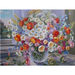 Алмазная мозаика картина стразами Букет полевых цветов в вазе, 30х40 см