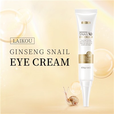 Крем для кожи вокруг глаз с муцином улитки и женьшеня Laikou Ginseng Snail Eye Cream, 30 гр.