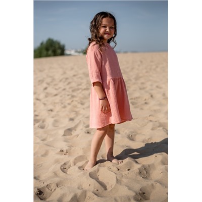 Арт. 14075 Платье пляжное  из муслина свободного кроя. Цвет персик.