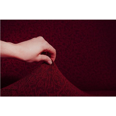 Чехол Жаккард на угловой диван, цвет Бордовый