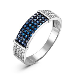 Серебряное кольцо с фианитами синего цвета 083