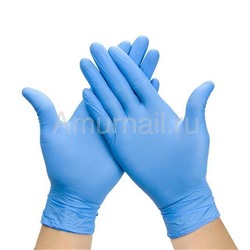 Перчатки нитриловые голубые (100 штук)