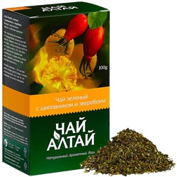 Зеленый чай с плодами шиповника и зверобоем, 100 гр.