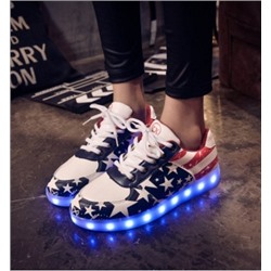 Светящиеся кроссовки с LED подсветкой, цвет Америка A89