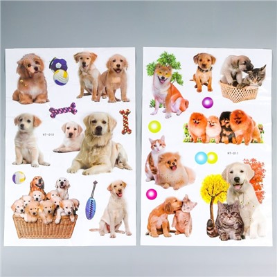 Наклейка пластик 2D "Кошки и собаки" МИКС 54х35,5 см