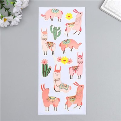 Наклейка бумага "Розовые ламы и кактусы" 28,5х10,5 см