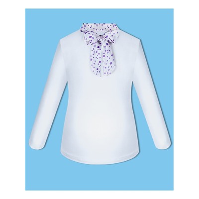 Белый школьный джемпер (блузка) для девочки с галстуком 79394-ДШ21