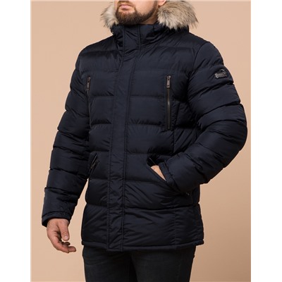 Современная куртка большого размера цвет черно-синий модель 23752