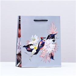 Пакет подарочный "Птичка в цветах",  18 х 22,3 х 10 см