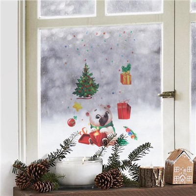 Наклейки на стекло «Новогодние подарки», многоразовые, 20 × 34 см