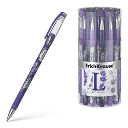 Ручка шариковая ErichKrause Lavender Stick, резиновый упор, узел 0.7 мм, чернила синие, длина линии письма 2000 метров, МИКС