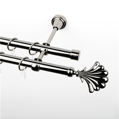 Карниз металлический стыкованный, 2-рядный "Морена", черный никель, гладкая труба, ø 19 мм  (kn-420)