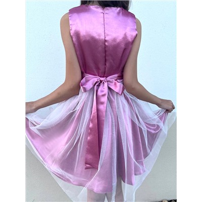 Нарядное платье с фатином для девочки, розовый 85243-ДН22