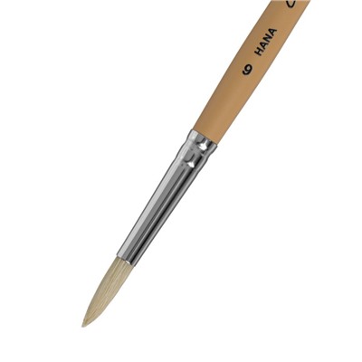 Кисть Щетина круглая, HANA Сочиняй № 6 (длина волоса 22 мм), короткая ручка матовая