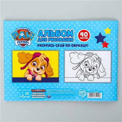 Альбом для рисования А5, 40 листов,Paw Patrol мел карт