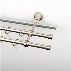 Карниз металлический стыкованный c наконечниками "Корсо", 3-рядный, хром матовый, гладкая труба, ø 16 мм  (kn-857)