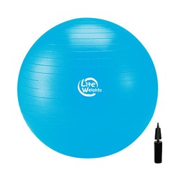 Мяч гимнастический 1867LW (75см, антивзрыв, с насосом, голубой)