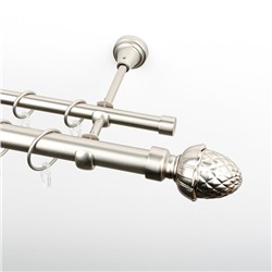 Карниз металлический стыкованный, 2-рядный "Агра", хром матовый, гладкая труба, ø 25 мм  (kn-512)