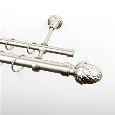 Карниз металлический стыкованный c наконечниками "Агра", 3-рядный, хром матовый, гладкая труба, ø 25 мм  (kn-725)