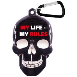 Брелок для ключей в виде черепа "My Life, My Rules"
