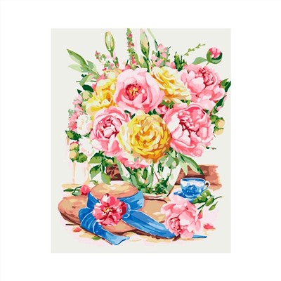 Алмазная мозаика картина стразами Натюрморт с весенними цветами, 40х50 см