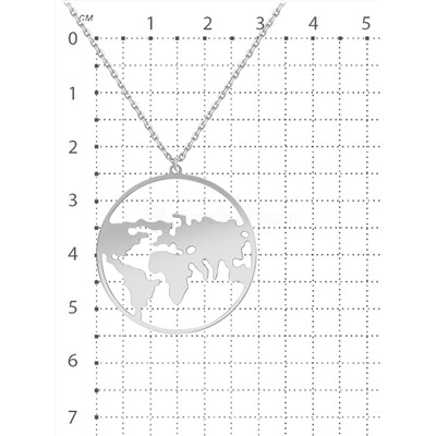 Колье на шею женское из серебра родированное планета Земля карта мира путешествие 440-10-416р