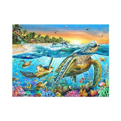 Алмазная мозаика картина стразами Морские черепахи, 50х65 см