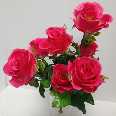 Букет искусственных цветов роза розовый 60 см 7 бутонов к20
