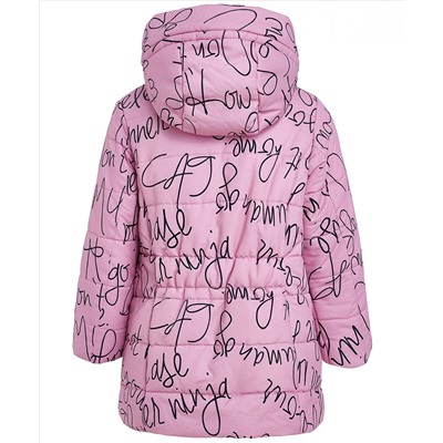 Розовая зимняя куртка с орнаментом