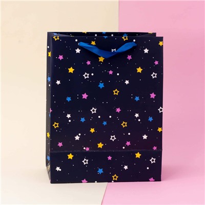 Подарочный пакет(L) "Universe star", blue