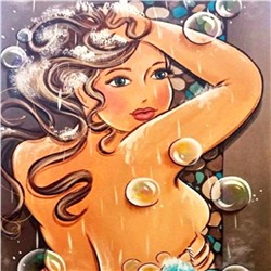 Алмазная мозаика картина стразами Девушка с мыльными пузырями, 30х30 см