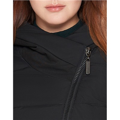 Молодежная женская куртка Braggart “Youth” черного цвета с капюшоном модель 25395
