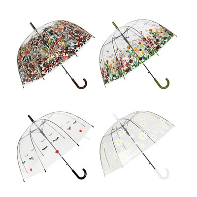 Зонт - трость женский, металл, пластик, ПВХ, 60 см, 8 спиц, 4 дизайна, RST915A