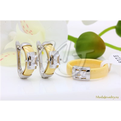 Серьги и кольцо керамика желтая CNS21911