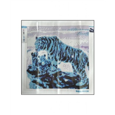 Алмазная мозаика картина стразами Три тигра, 30х30 см
