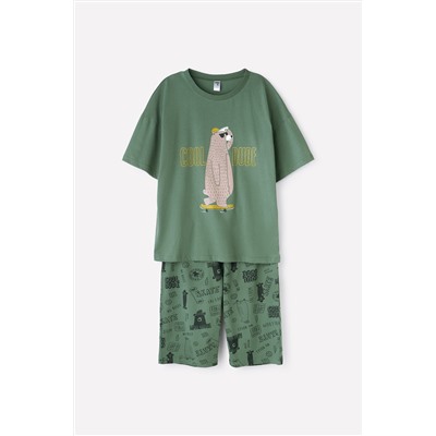 Пижама для мальчика КБ 2799 лесной мох, мишки на скейтах